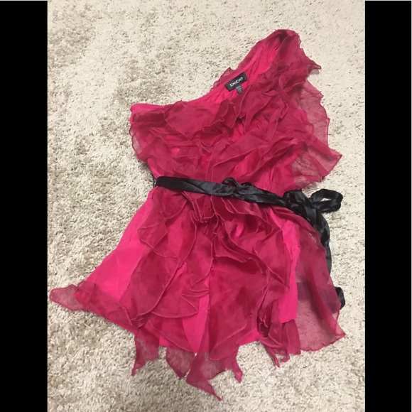 Bebe Cranberry Red Ruffle Tank - Picture 2 of 5